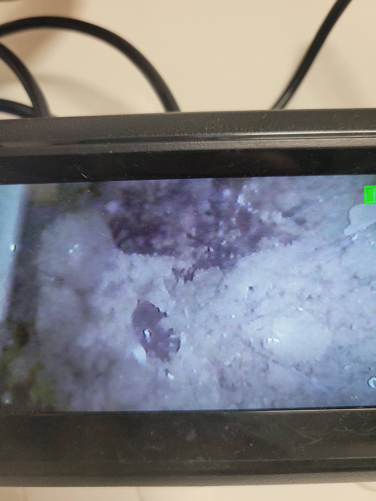 배수구 구멍으로 넣은 내시경으로 본 욕조 밑 고인 물